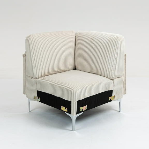 Aesthetically Charming & Flexible Corner Sofa Beige Corduroy Modular Seat, Perfect for Small to Large Spaces