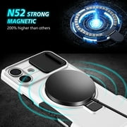 Case for iPhone 16, with Sliding Camera Cover & Ring Kickstand, Military Grade Drop Protective Hybrid Shockproof Anti-fall Phone Case Cover for iPhone 16, White