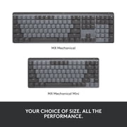 Logitech MX Mechanical Mini Wireless Illuminated Keyboard, Tactile Quiet Switches, Backlit, Bluetooth, USB-C, macOS, Windows, Linux, iOS, Android, Graphite