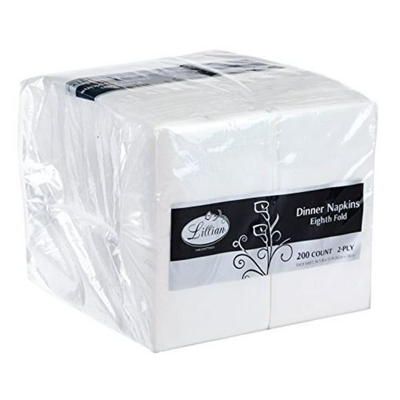 Kingzak White Dinner 16.5"X15" | Eight Fold | 2-Ply | Pack of 200 Napkin, 200 Count