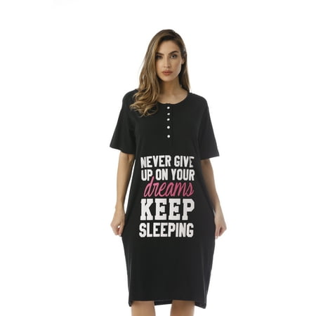 

Just Love Short Sleeve Nightgown Sleep Dress for Women (Black - Keep Sleeping 1X Plus)