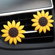 2 Pieces Sunflower Air Vent Clips Sunflower Car Accessories Cute Car Air Freshener Sun flower Gift Decorations Charm Car Clip Interior Air Vent Decor