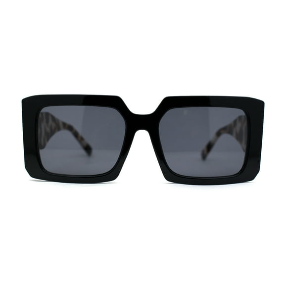 Womens Mod Designer Square Rectangle Fashion Sunglasses Black Beige Tort Black