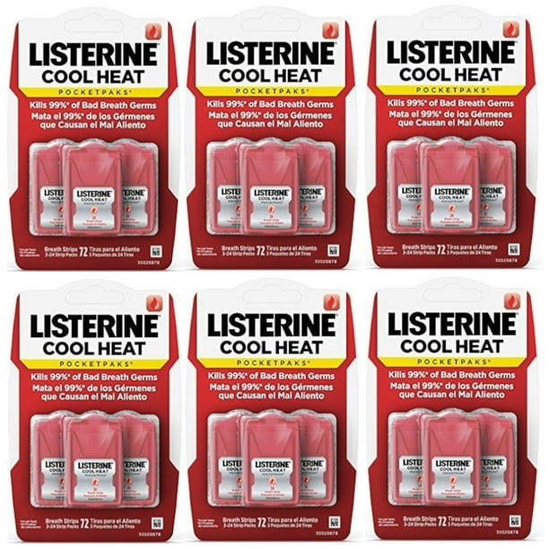 6 Pack Listerine Pocket Paks Breath Strips Cool HeatCinnamon 432