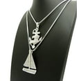 thumbnail image 2 of Hip Hop Yacht & Sailing Team Bling Pendant &  20" - 24" Box Chain 2 Silver Plated Necklace Set, 2 of 8