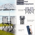 thumbnail image 5 of Portable 2-Seat Folding Chair with Sun Umbrella, Coconut Tree Outdoor Camping Fishing Chair with Oxford Fabric & Iron Frame, 5 of 11