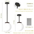 thumbnail image 3 of FSLiving Semi Flush Mount Ceiling Hallway Light with Gimbaled Head, White Globe Frosted Glass E26 Walnut Wood Socket Mid Century Remote Control Interior Lighting for Dinning Laundry Sloped Ceiling, 3 of 8