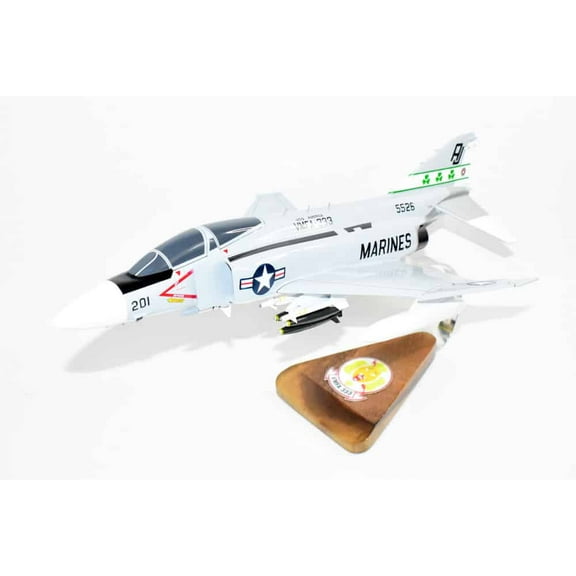 VMFA-333 Fighting Shamrocks F-4j Model, 1/42 (18") Scale, Mahogany, Marines, Fighter