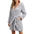 thumbnail image 2 of YanHoo Hooded Robes for Women Soft Fleece Mid-Length Bathrobe Plush Warm Bath Robes with Belt Pockets, 2 of 8