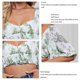 thumbnail image 5 of Mujer Puff Media Manga Top Moda Estampado De Flores Cómodo Mujer Cuello En V Top Corto Para Fiesta Citas Diario Blanco L, 5 of 6