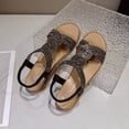 thumbnail image 6 of Narveanno Wedge Sandals for Women Bohemia Rhinestone Open Toe Roman Heel Summer Dressy Women's Beach Casual Shoes Black 6, 6 of 7
