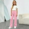 thumbnail image 2 of Girls Cargo Sweatpants Preppy Wide Leg Baggy Track Pants Teen Straight Leg Joggers Open Bottom Trousers with Pockets, 2 of 6