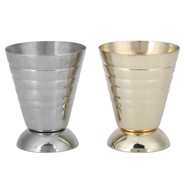 2 piezas de jigger multifunción de acero inoxidable 304 para cócteles y vino, vaso de 75 ml para barman.