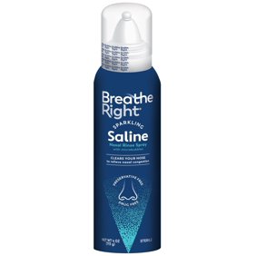 Breathe Right Sparkling Saline Nasal Rinse Spray &ndash; Effervescent, Drug-Free Relief from Stuffy Nose Due to Cold or Allergy, 1 Can, 4 oz