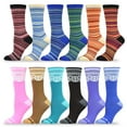 thumbnail image 2 of TeeHee Women's Value 12-Pack Fun Crew Socks (Nordic-Mini Stripe), 2 of 11
