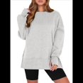 thumbnail image 2 of Sudaderas de Gran Tamaño para Mujer, Sudaderas con Capucha de Larga con Abertura para el Pulgar, Camisetas con Abertura Lateral, Tops Estilo Y2K Gris M, 2 of 10