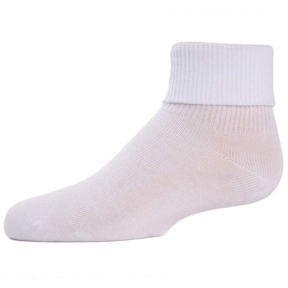 MeMoi Ribbed Triple-Roll-Cuff Cotton-Rich Ankle Sock - Girls - Female, 0, White