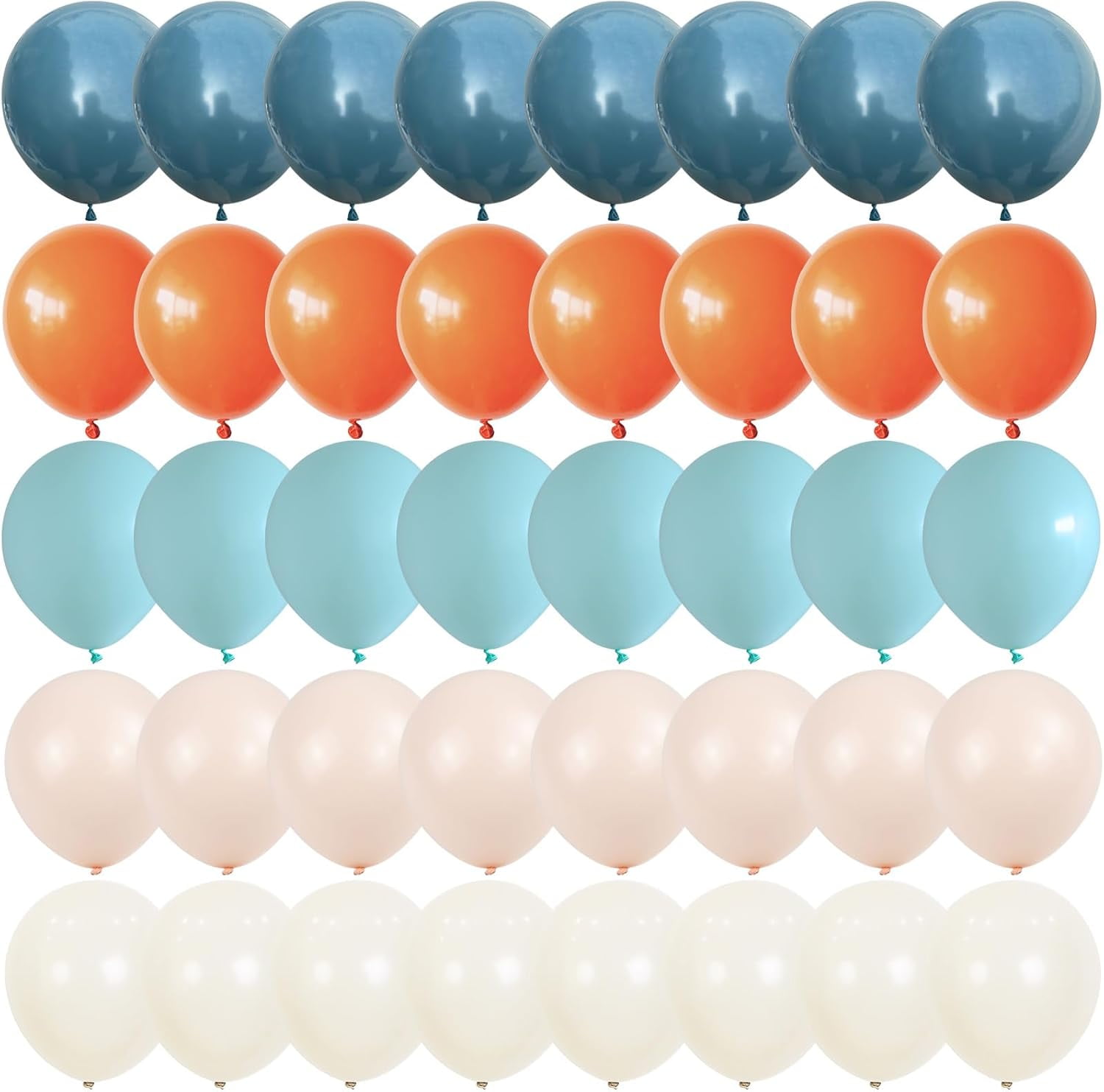 Orange and Blue Balloons, 60 PCS 12 Inch Retro State Blue Pastel Teal Orange Nude Sand White Helium Latex Party Balloons for Boys Birthday Baby Shower Graduation Outer Space Theme Party Decorations