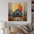 thumbnail image 2 of Designart "Barn consistency Pointillism II" Countryside Print on Natural Pine Wood, 2 of 5