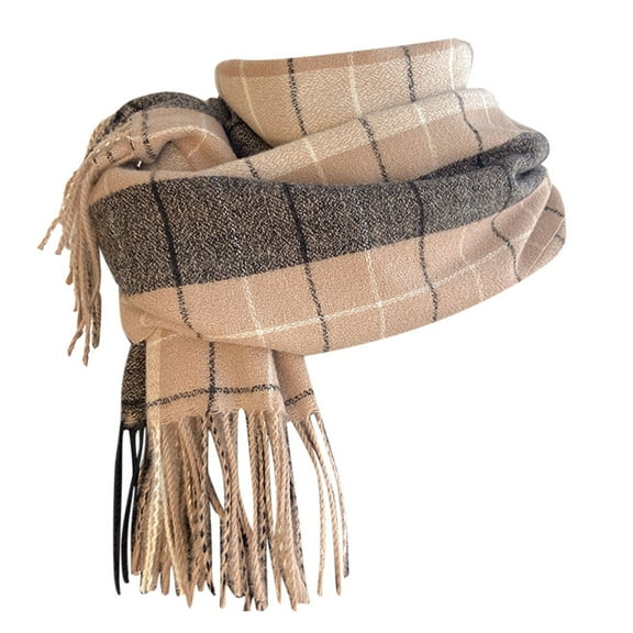 Yuanlong Winter Scarves Clearance Classic Checkered Thick Fringe Warm Shawl Wraps For Cold Weather Capes Scraf One Size