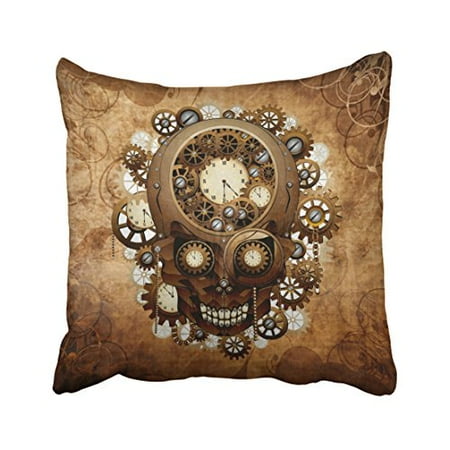 Decorative Copper Panels WinHome Decorative Pillowcases Halloween Vintage Grunge Copper Steampunk Skull Throw Pillow Covers Cases Cushion Cover Case Sofa 18x18 Inches Two Side ()