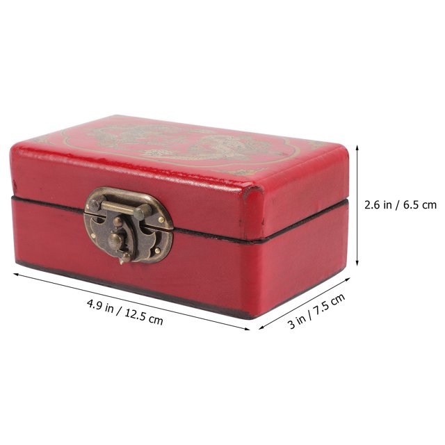 BRIGHTFUFU Treasure Box Storage Organizer Elegant and Concise Red Wood 1Pack