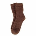thumbnail image 3 of Wuxian Socks For Women Fuzzy Thick Thermal Solid Color Coral Velvet Crew Socks Warm Sleeping Stocking Casual Breathable Socks,Brown,One Size, 3 of 3