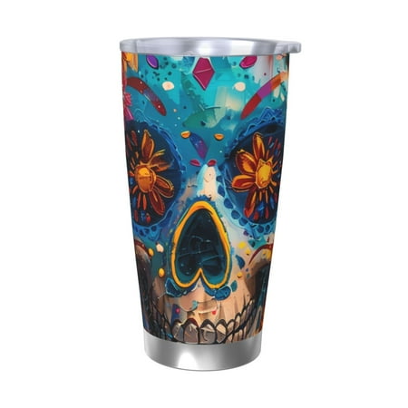 

Matuu Colorful Floral Skull A for 20oz Durable Thermal Cups Keep Drinks Cold and Hot Insulated Car Mug with Lid-Without Straw