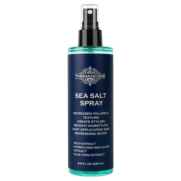 THEMANCODE Sea Salt Spray for Men, Natural Hair Spray for Beach Waves & Volumizing Texturizing with Red Algae, Kelp & Aloe Vera, Valentine's Day Gift for Him & Men, 8.8 fl oz (260 ml)