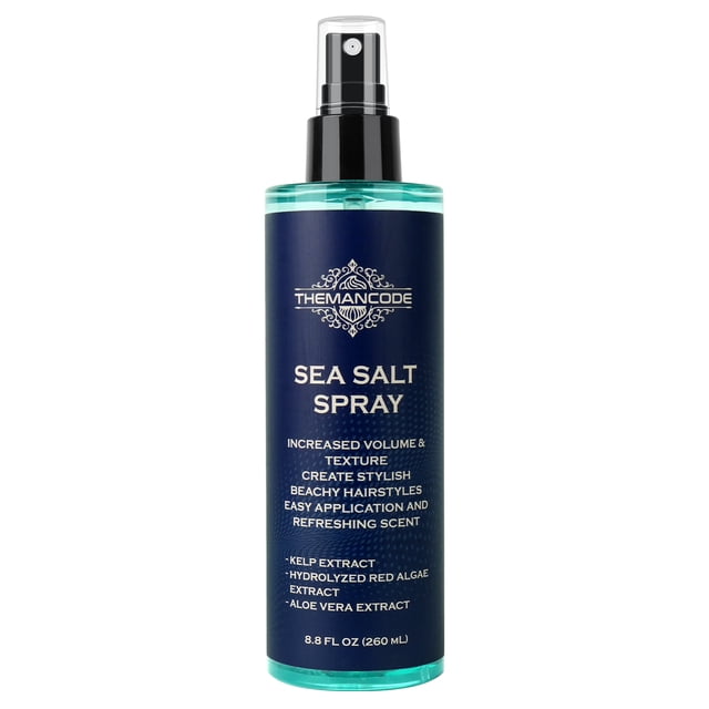 THEMANCODE Sea Salt Spray for Men, Natural Hair Spray for Beach Waves & Volumizing Texturizing with Red Algae, Kelp & Aloe Vera, Valentine's Day Gift for Him & Men, 8.8 fl oz (260 ml)