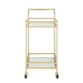 thumbnail image 4 of Oscar Gold/White Bar Cart - Open Wine Bottle and Stemware Storage, 2 Glass Shelves, 4 Casters total, 2 are locking, 4 of 10