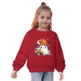thumbnail image 3 of Odeerbi Kids Boys Girls Halloween Ghost Crewneck Sweatshirts Fall Winter Cotton Sweatshirt Kids Kids Cute Solid Color Halloween Print Long Sleeve Sweatshirts Top Kids Clothes Red, 3 of 6