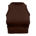 thumbnail image 6 of Tank Tops for Women BWASD Casual Slim Fit Basic Tees Dressy Solid Color Racerback Ribbed Knitted Sleeveless Shirt Fashion Clothes Cute Crop Tops Y2K (Coffee L), 6 of 6