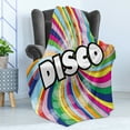 thumbnail image 4 of Vintage Rainbow Soft Flannel Fleece Throw Blanket, Eighties Style Disco Advertisement with Swirled Spiral Colorful Stripes, Cozy Plush for Indoor and Outdoor Use, 70" x 90", Multicolor, by Ambesonne, 4 of 5