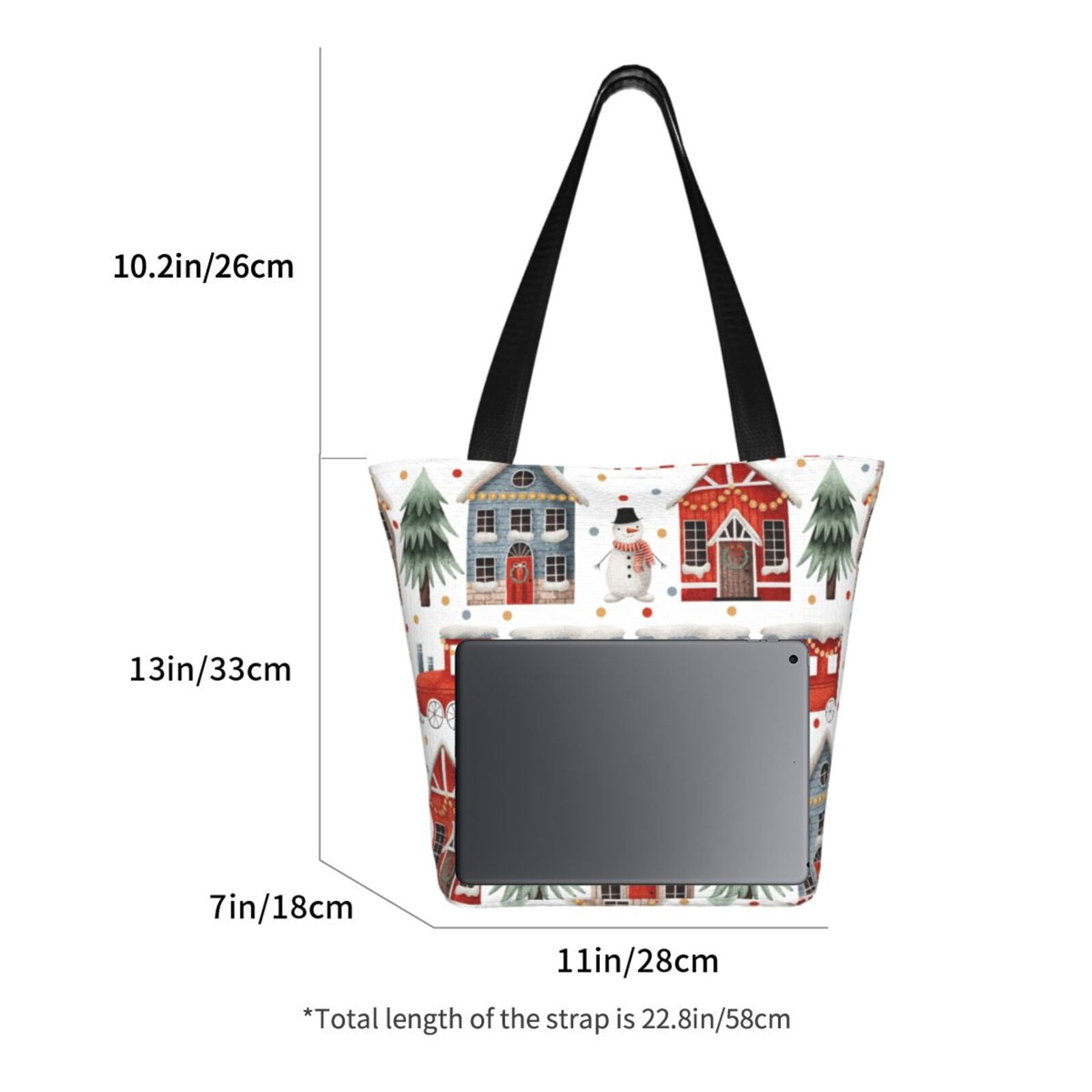 Ratiio Christmas Houses Print Shoulder Bag for Women, Polyester Crossbody Purse Lightweight Handbag for Daily Travel and Casual Use