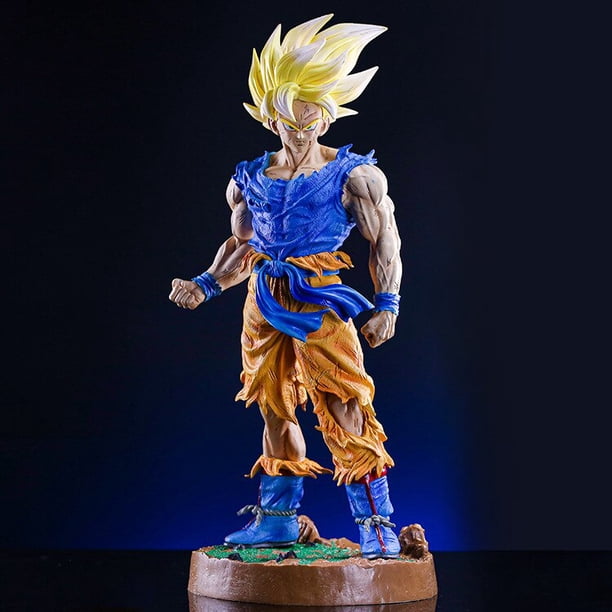 Figura de acción de Dragon Ball Z, estatua de colección en Pvc de 45cm, Son Goku, Majin, Vegeta, Gk Super Saiyan Gong Bohan LED