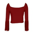 thumbnail image 3 of LIUJUNSHOP Fringe Tops for Women Western Cowgirl Off The Shoulder Fall Long Sleeve with Tassels Stretchy Crop Shirts Blouses, 3 of 4