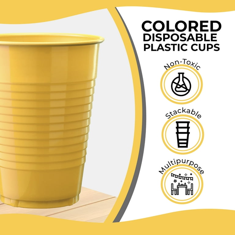 12 Oz. Yellow Plastic Cups - 16 Ct.