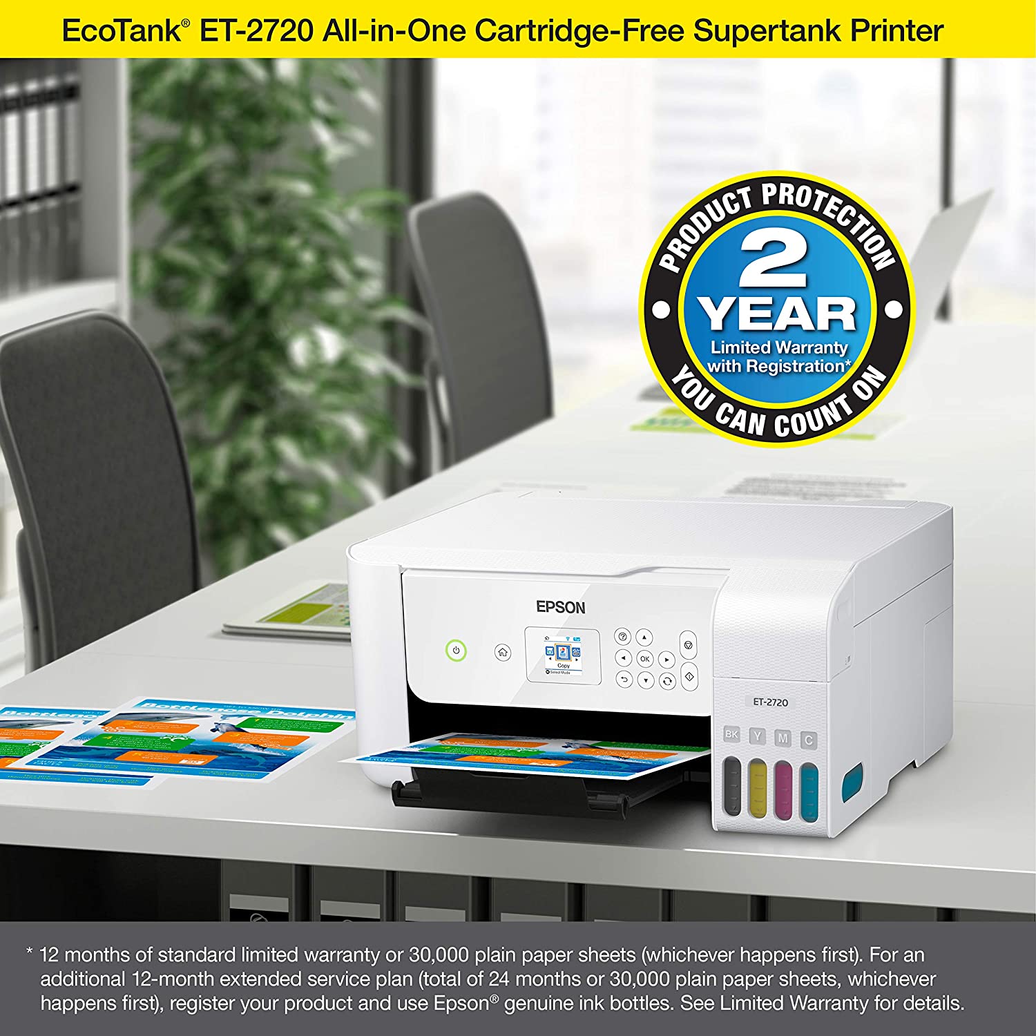 Epson EcoTank ET-2720 Wireless All-in-One Color Supertank Printer - White - image 2 of 6