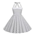 thumbnail image 3 of FAOWME Kids Girls Strap Spliced Polka Dot Vintage Children Dress Princess Dress White 5-6 Years, 3 of 6