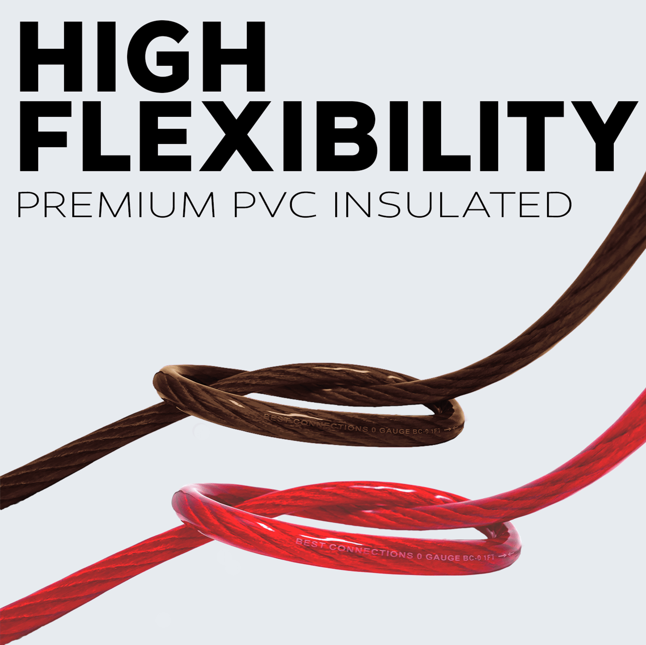 BEST CONNECTIONS 4 Gauge 50ft each, Black/Red Translucent Power/Ground Wire 100ft Pro