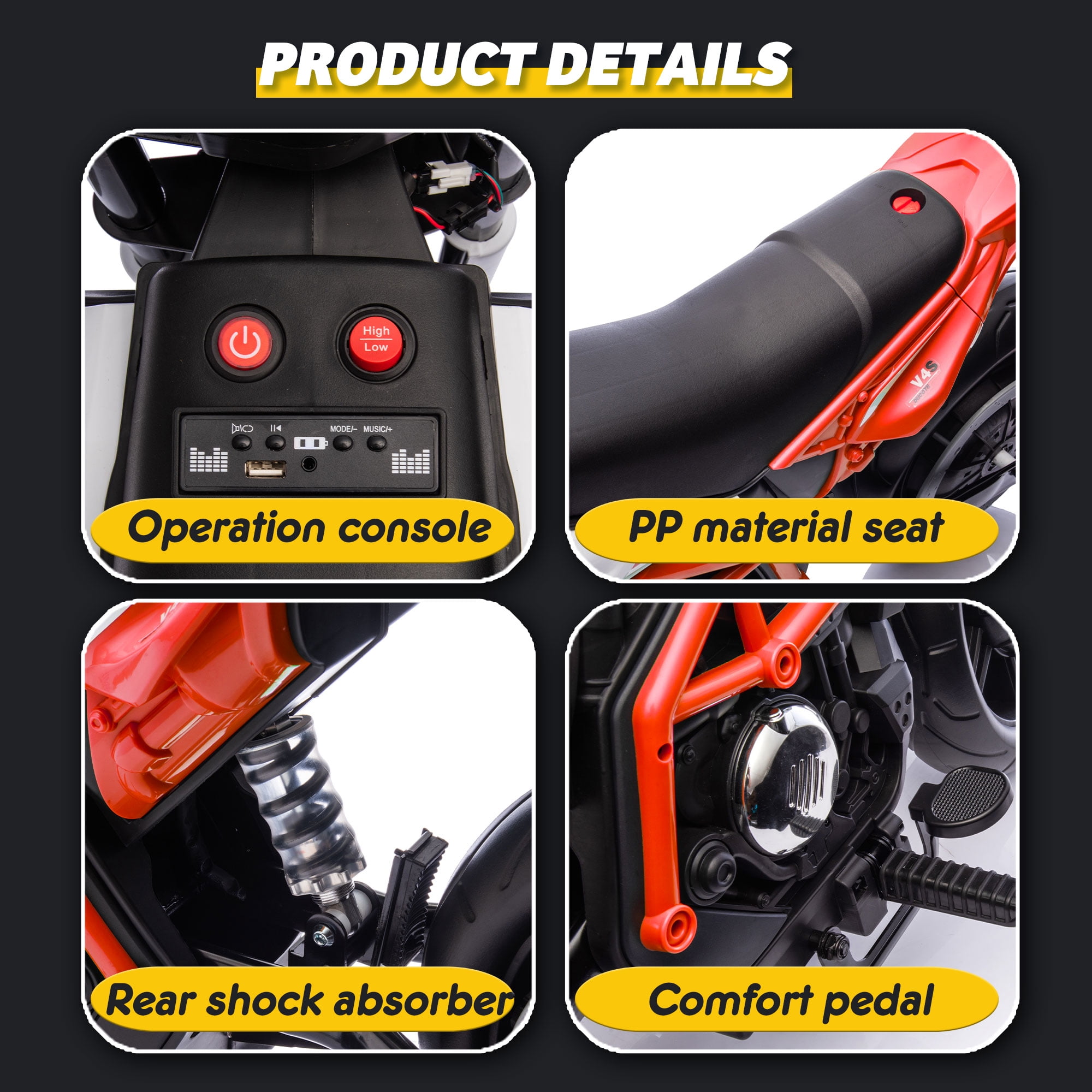 Xuanlur 24V 9AH Electric Motorbike, 9 mph & 110lb Max, 200W Ride on Motorcycle for Big Kids w/EVA Tires, LED Lights & Power Display, 2 Speed, Bluetooth, Music, Electric Motorcycle for Ages 6+, Red