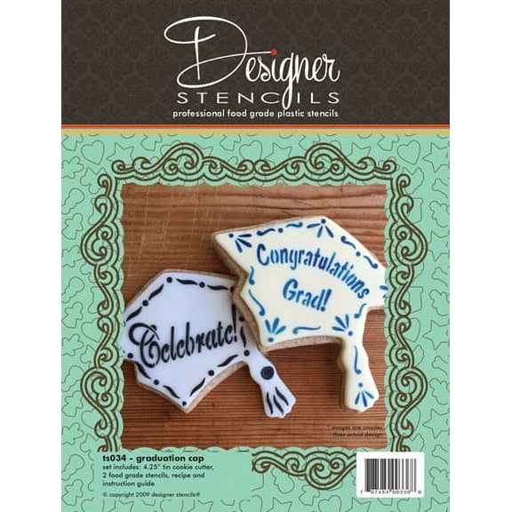 Graduation Cap Cookie Cutter and Stencil Set by Designer Stencils