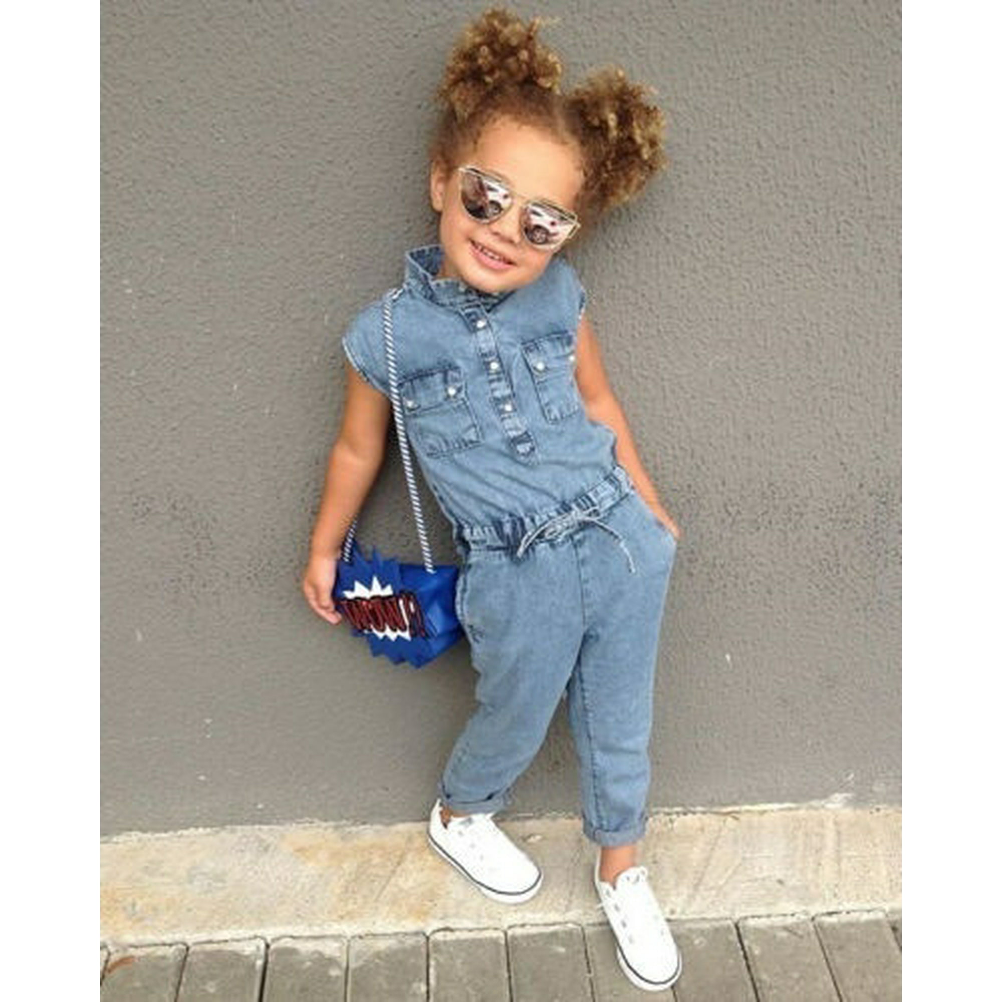 Girls jean romper hotsell