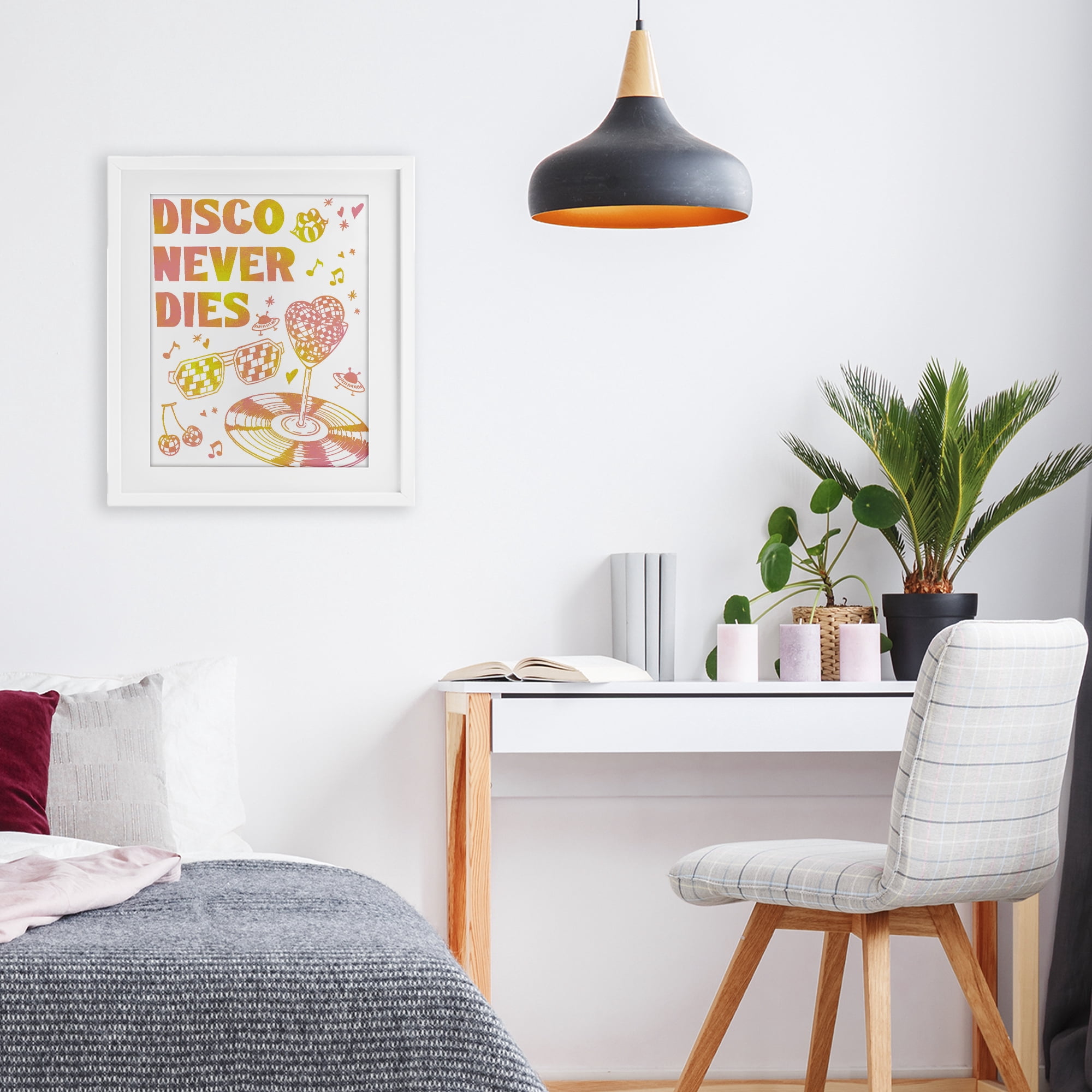 Stupell Industries Disco Never Dies White Framed Print Under Glass, design by Ziwei Li