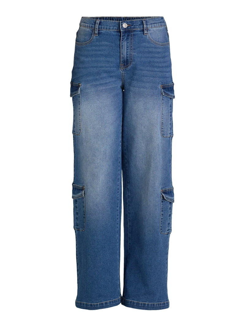 Madden NYC Oversized Cargo Jeans, Women's and Women's Plus