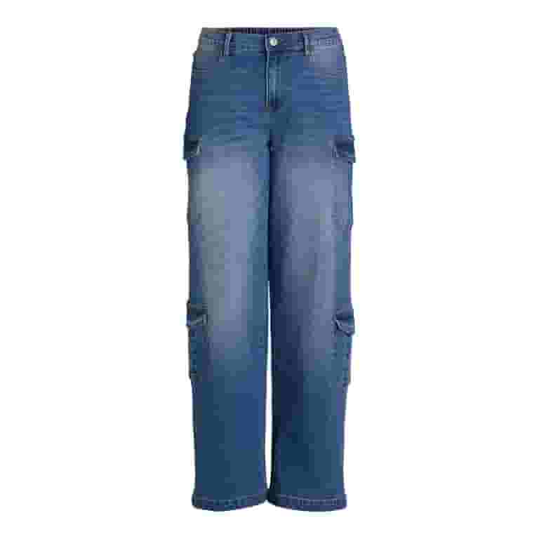 【WONDER WONDER】Poching Cargo Long Wide Denim Pants Madden NYC Oversized Cargo Jeans, Women's and Women's Plus