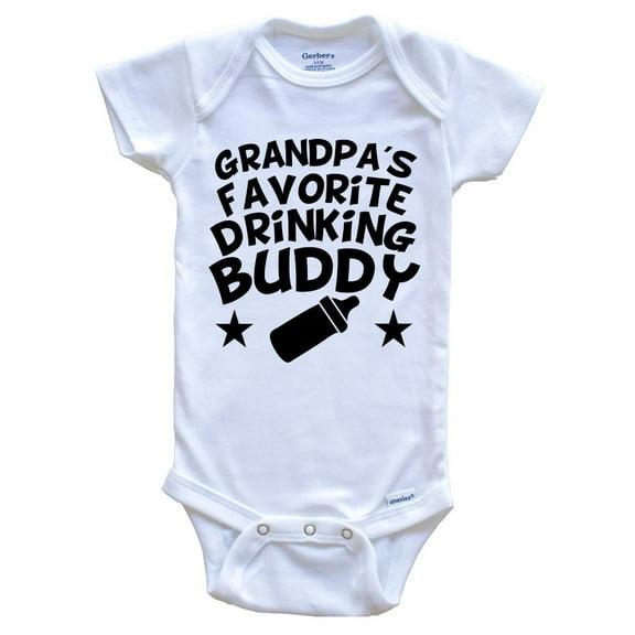Grandpa's Favorite Drinking Buddy Baby Bodysuit - Funny Baby Bodysuit For Grandchild, 0-3 Months White
