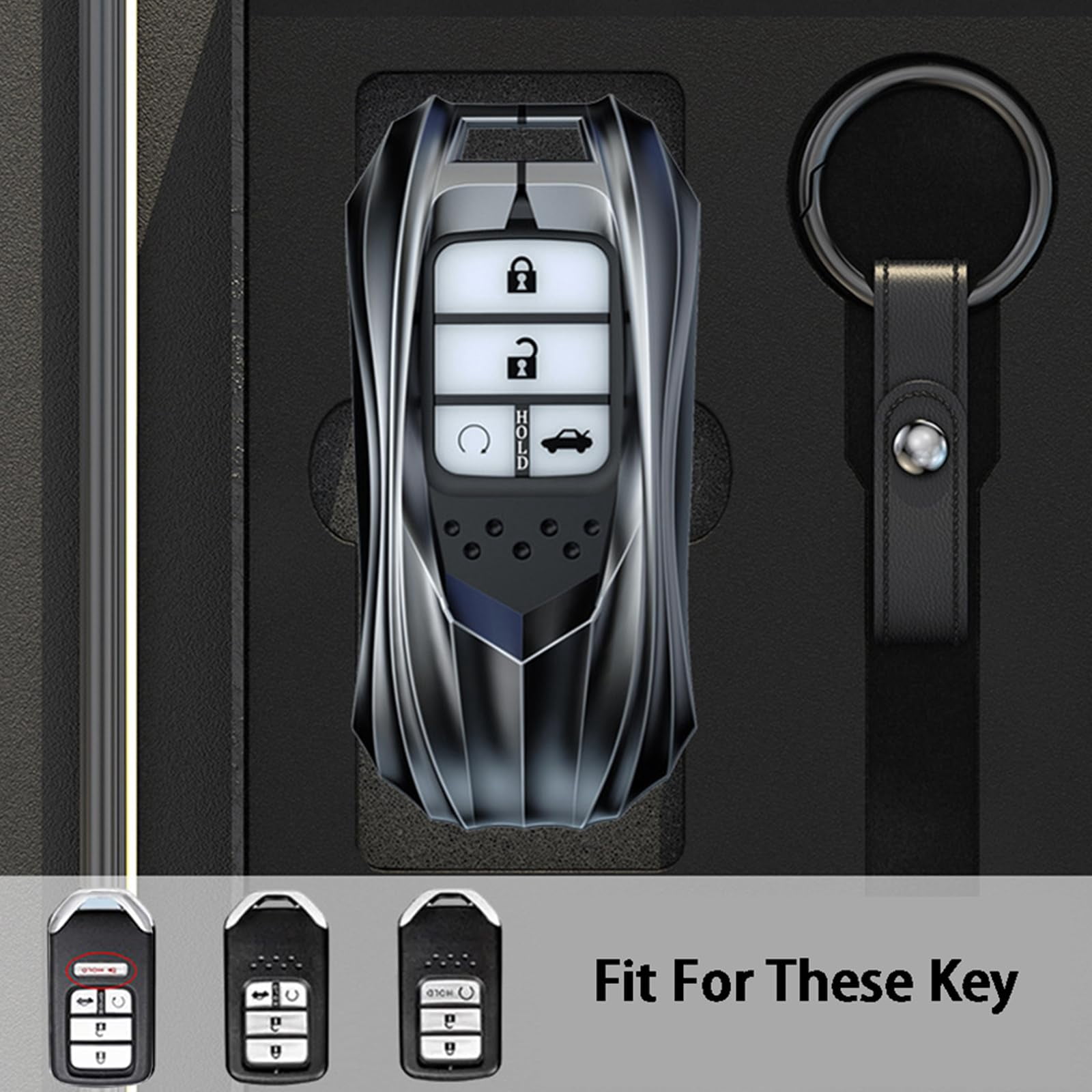 Zinc Alloy Smart Remote Car Key Fob Case Holder Cover Shell Compatible for Honda Accord Civic CR-V CRV Pilot Passport Insight EX EX-L
