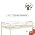 DHP Junior Metal Loft Bed with Storage Steps and Pink Curtain Set, Twin